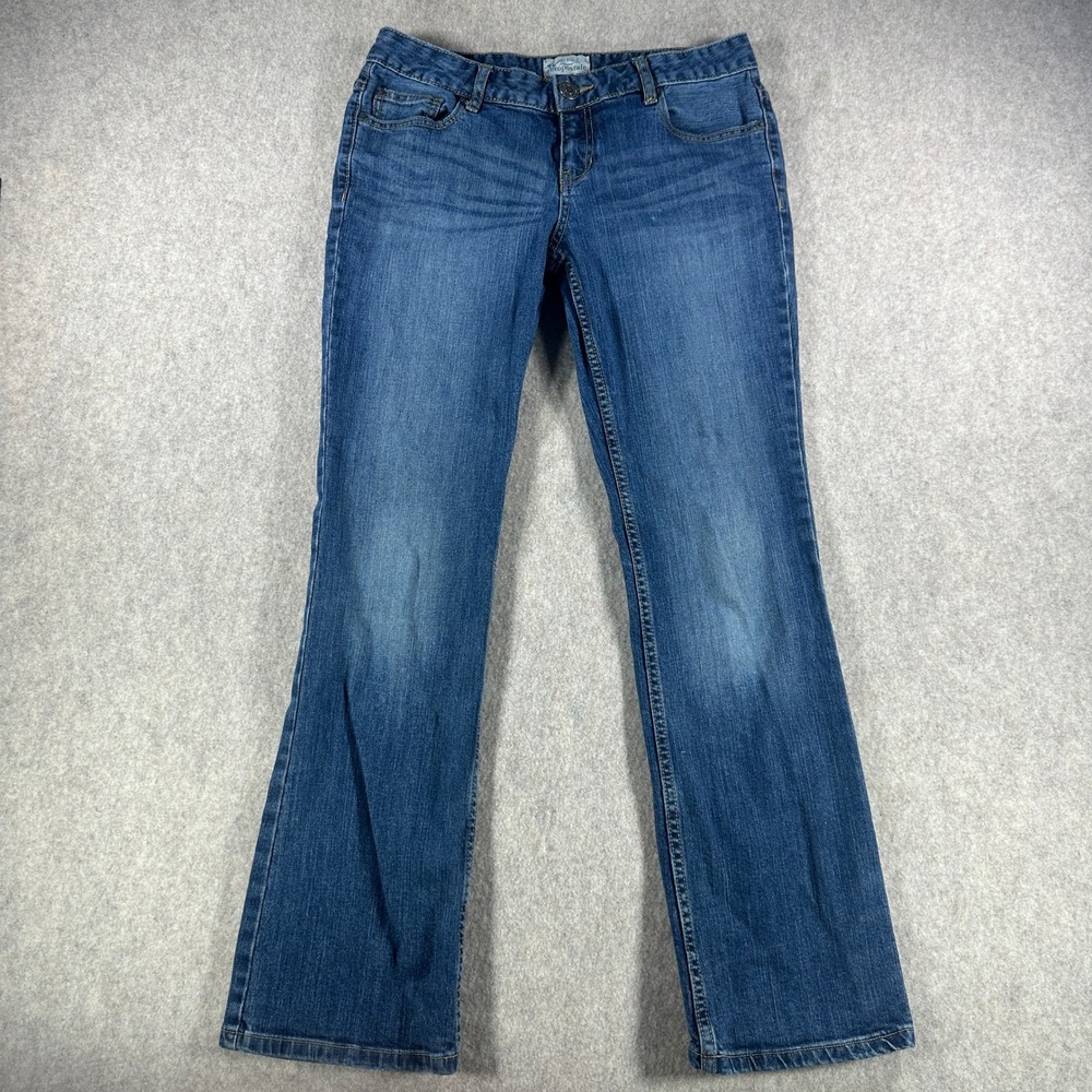 Aeropostale Womens Chelsea Bootcut Jeans Size 7/8 Short Dark Wash Stretch Denim